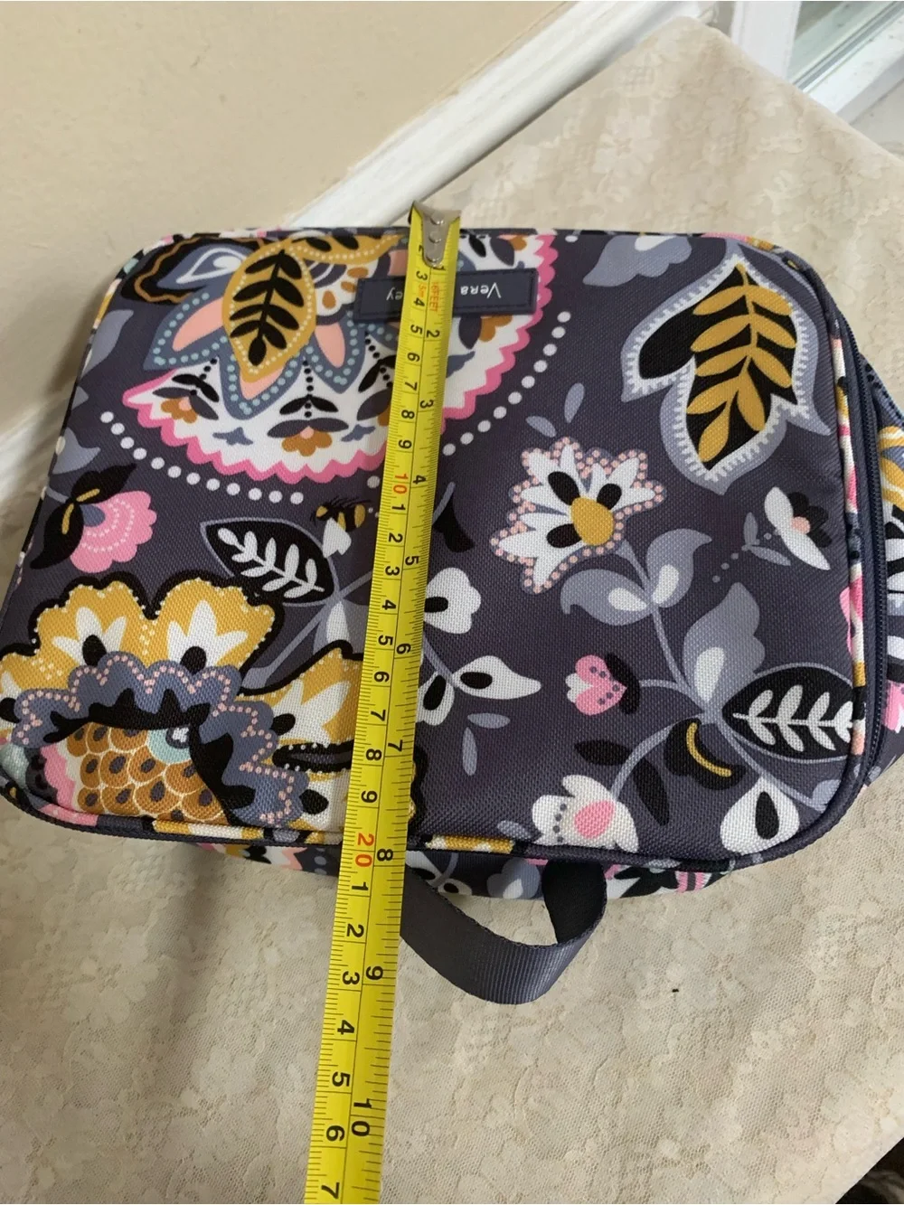 Vera Bradley Charmont Meadow Insulated Lunch Bag Reusable Gray Floral Box 10x8